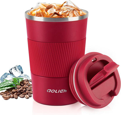 Thermobecher Kaffeebecher Auslaufsicher Edelstahl Travel Mug 380ML Rot