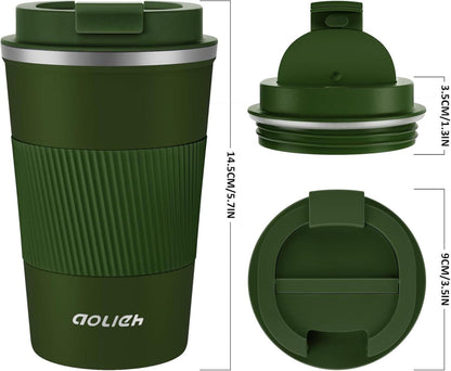 Aolieh Thermobecher Auslaufsicherer Deckel Isolierbecher Edelstahl 380ml Grün