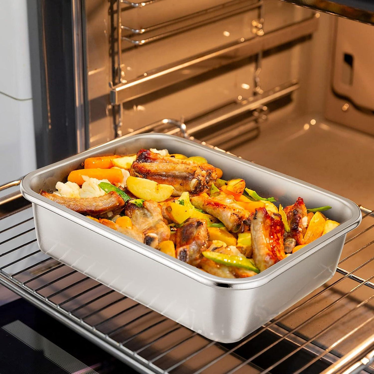 Auflaufform Klein Edelstahl Rechteckig 27x21x8cm für Lasagne Brownie