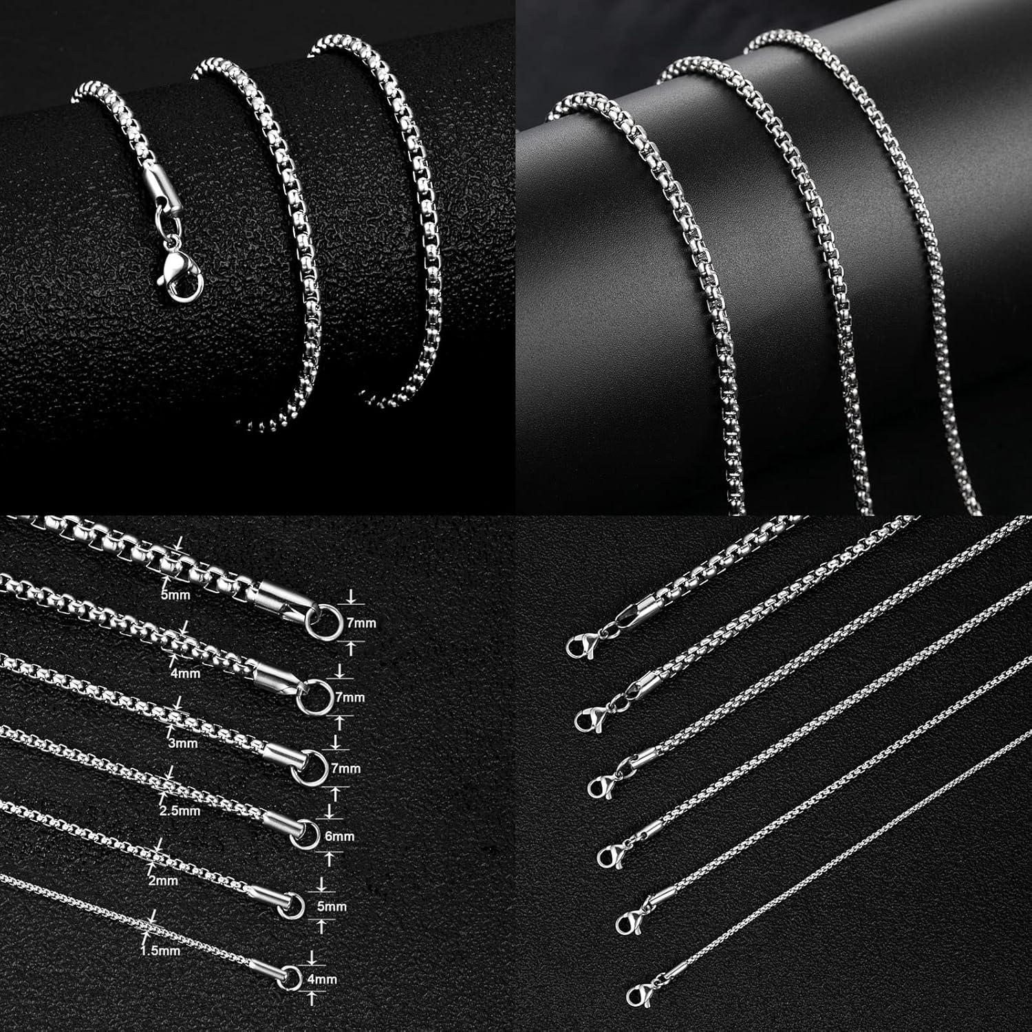 OSTAN Edelstahl Silber Box Kette Briolette Venetian Link Collier 55CM