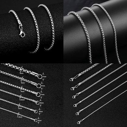 OSTAN Edelstahl Silber Box Kette Briolette Venetian Link Collier 55CM