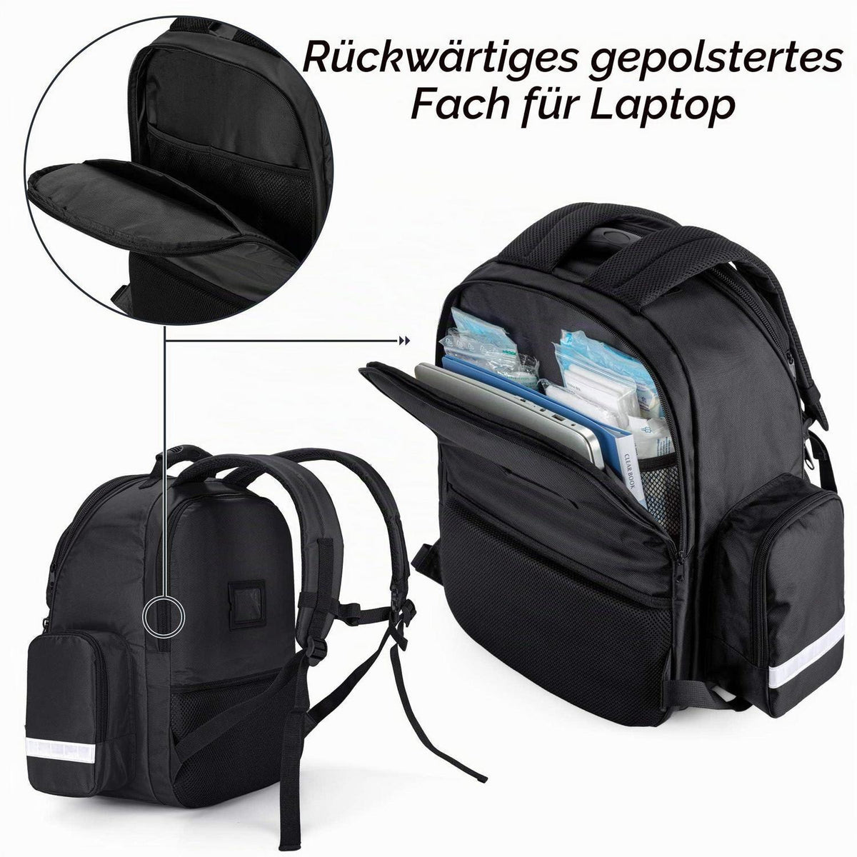 Notfallrucksack Medizinisch Schwarz – Erste Hilfe Set für Profis