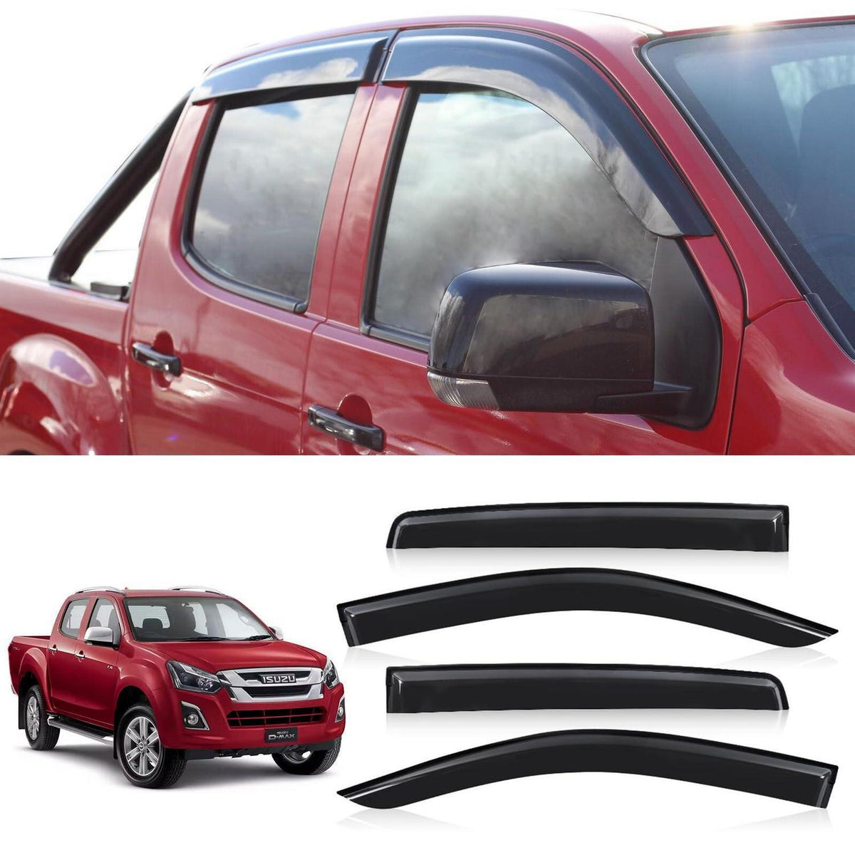 Windabweiser Isuzu D-Max 2012-2019 Rauchgrau 4-tlg.