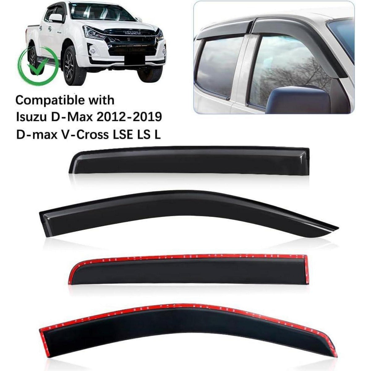 Windabweiser Isuzu D-Max 2012-2019 Rauchgrau 4-tlg.