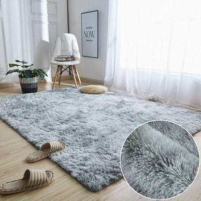 Hochflor Teppich Grau-Weiß 160x230cm Schlafzimmer Wohnzimmer