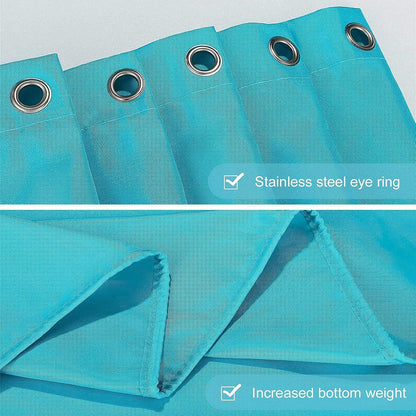 Duschvorhang Überlänge Textil Antibakteriell 240x180cm Aquamarine 16 Haken
