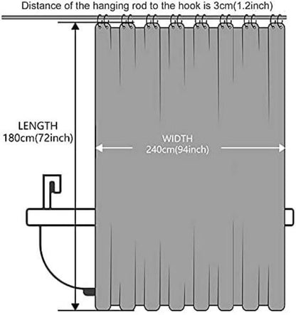 Duschvorhang Überlänge Antibakteriell wasserdicht 240x180cm Aquamarine