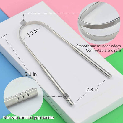 Zungenreiniger Edelstahl 4er Set Mini-Haken Mundgeruchbekämpfung