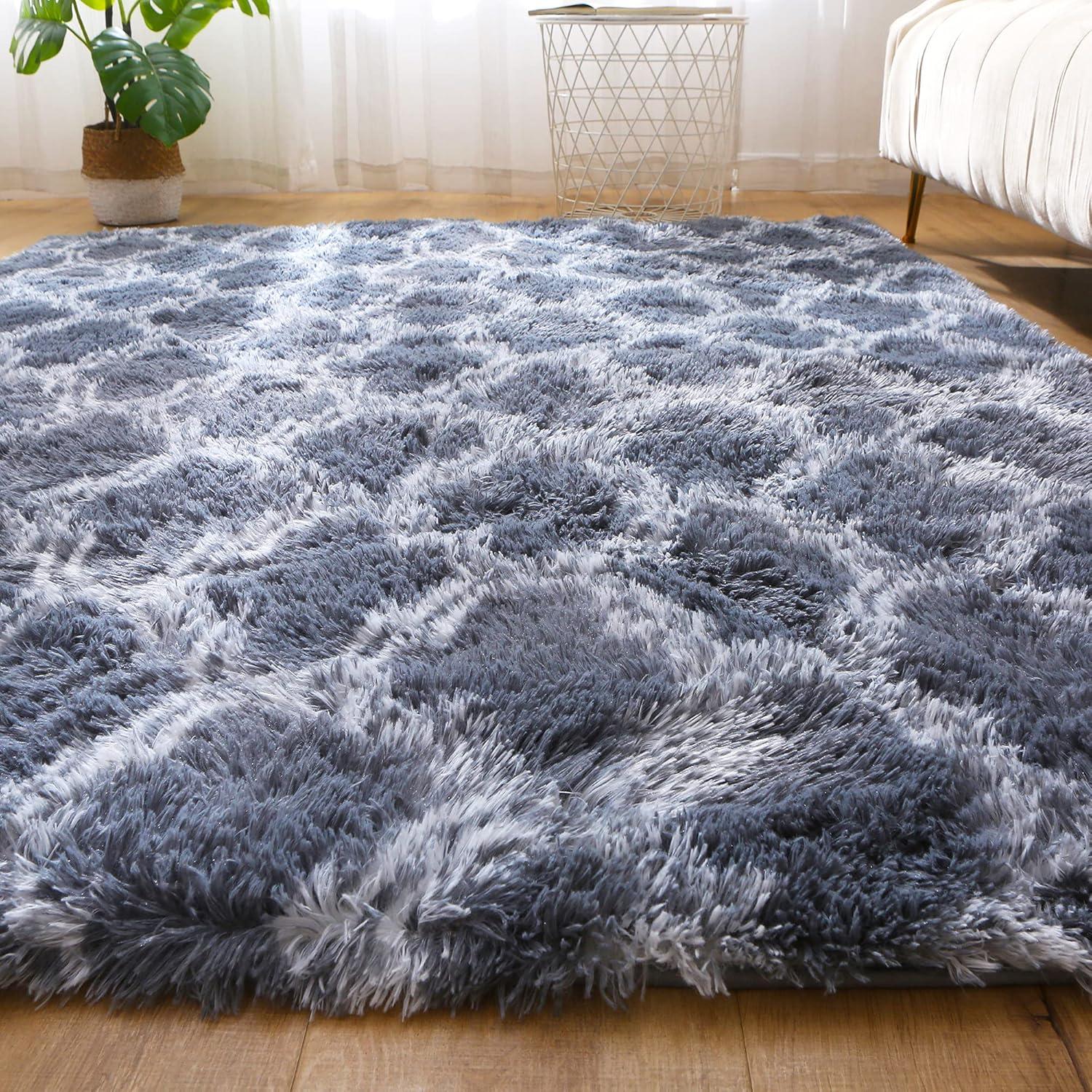 Leesentec Teppich Langflor Flauschig Modern Design Shaggy
