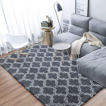 Teppich Langflor Flauschig Modern Design Shaggy 160x200cm Dunkeles