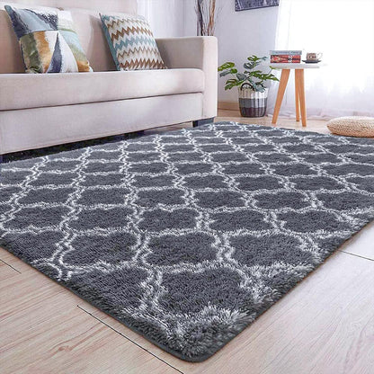 Hochflor Teppich Flauschig Modern Design Shaggy Grau 160x200cm