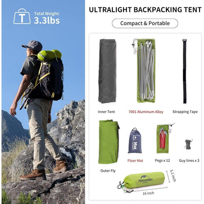 Leichtes 1-Personen Rucksack Zelt für Camping und Wandern