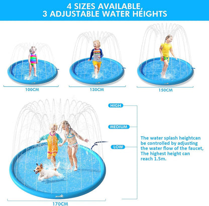 Pecute Sprinkler Wasserspielmatte Splash Pad Hunde 150x150cm Blau