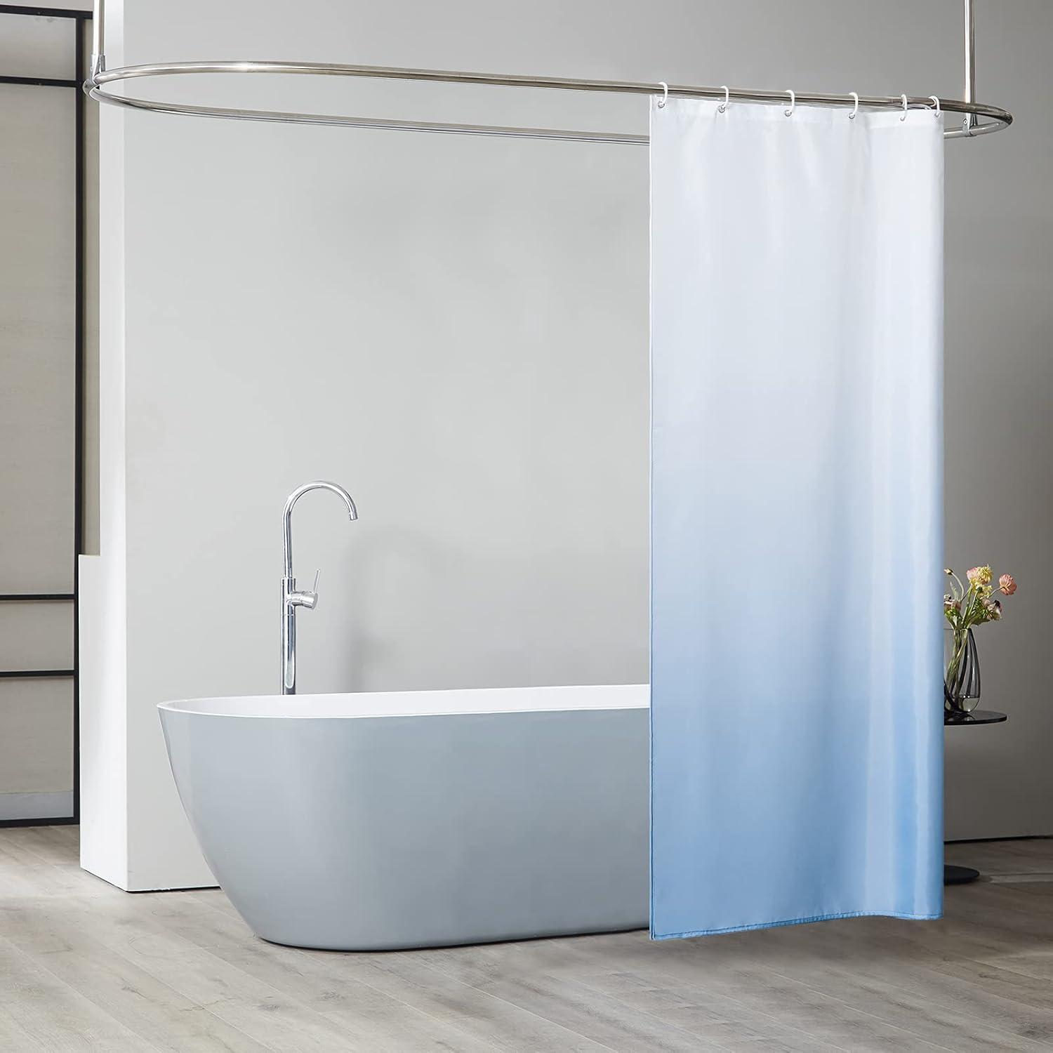 Schmaler Duschvorhang für Eck Badewanne Blau Textil 90x180 Wasserdicht