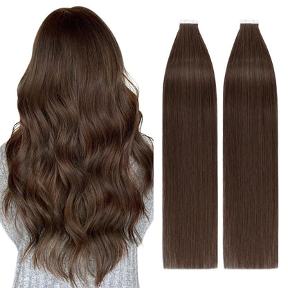 Echthaar Tape Extensions Braun 50 cm - 40 Stück Remy Haarverlängerung