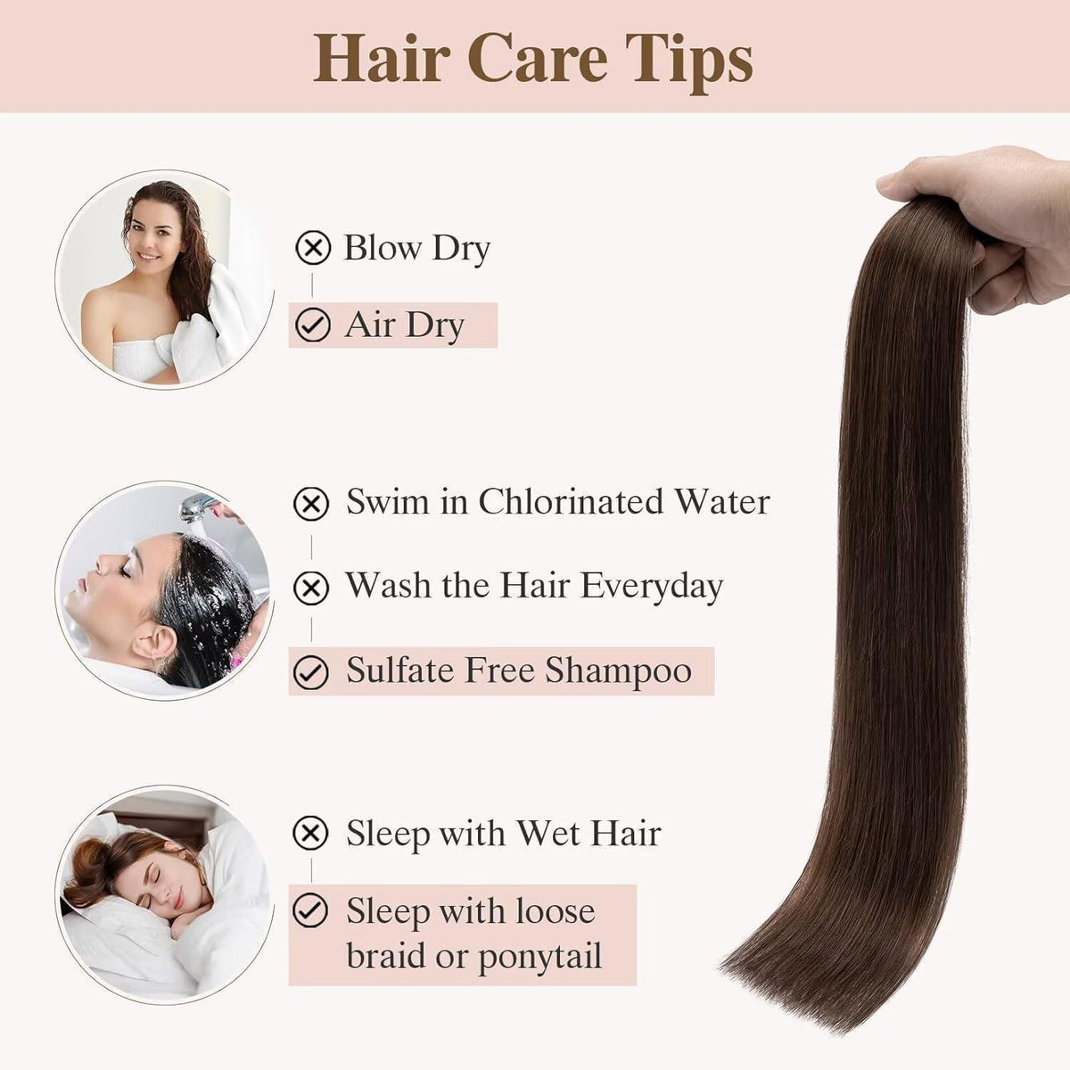 Echthaar Tape Extensions Braun 50 cm - 40 Stück Remy Haarverlängerung