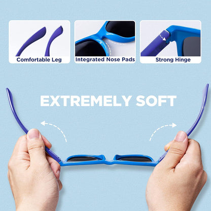RIVBOS Kinder polarisierte Sonnenbrille mit Riemen und Schattierungen - Blau