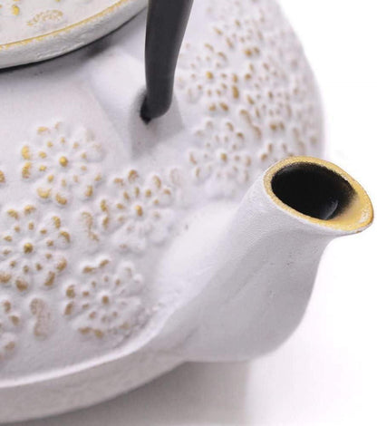 Teekanne aus Gusseisen mit Teesieb, 800 ml, Weiß, japanisches Design