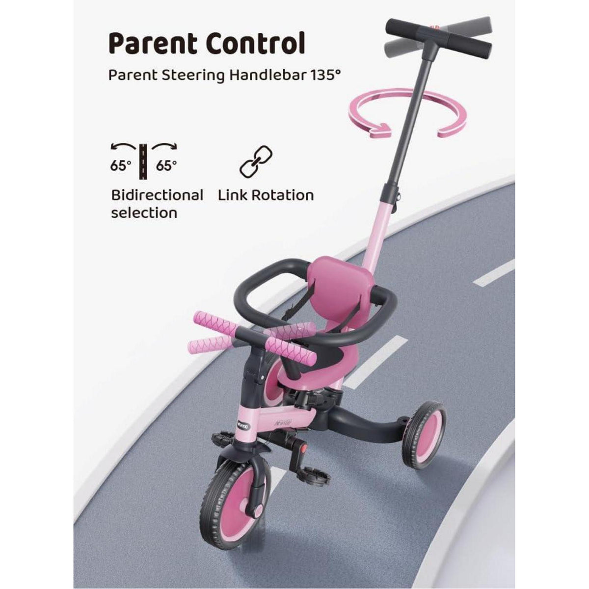 5-in-1 Laufrad & Dreirad für Kinder ab 1 Jahr, Rose Pink