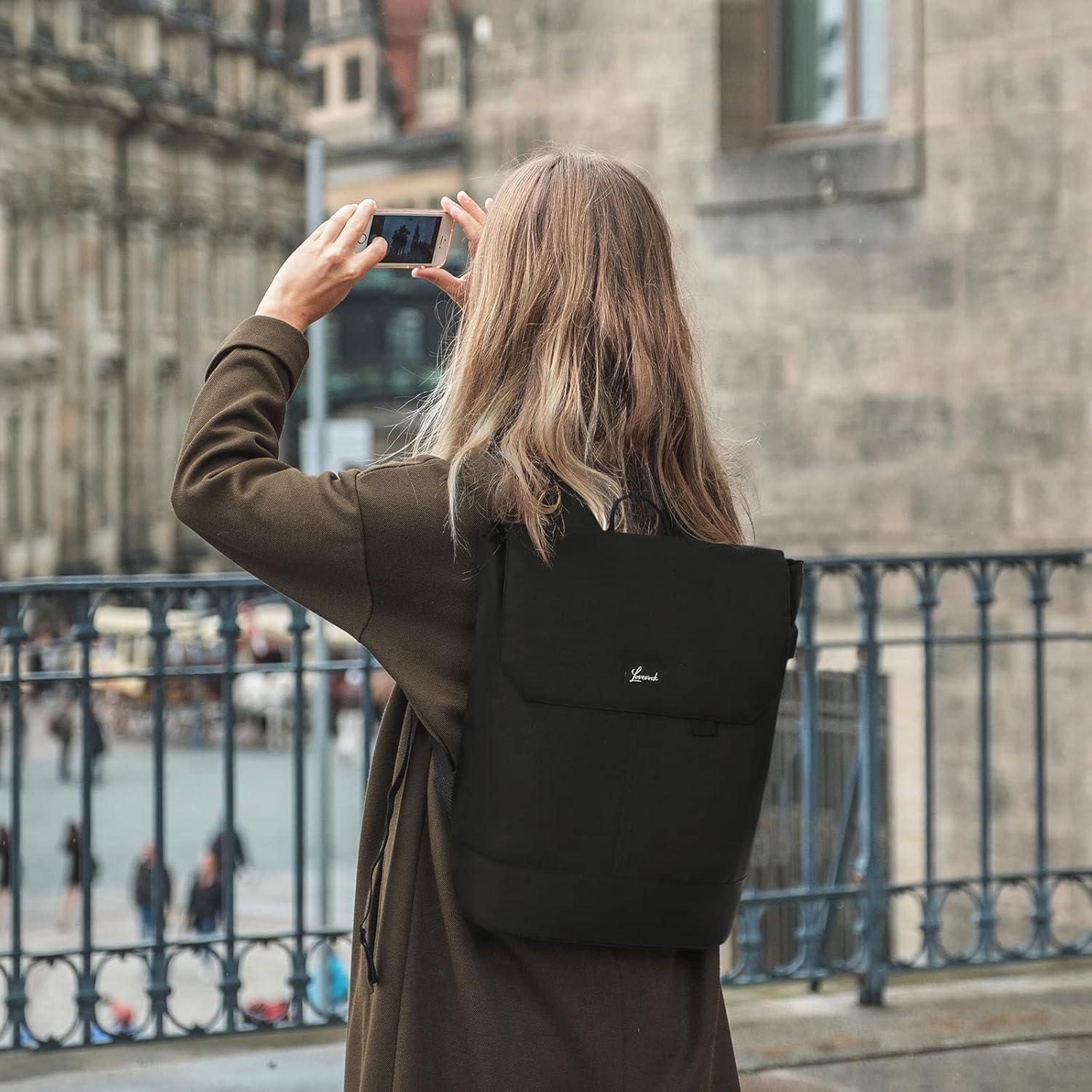 Eleganter Damen Rucksack 15,6 Zoll Laptopfach Wasserdicht Schwarz