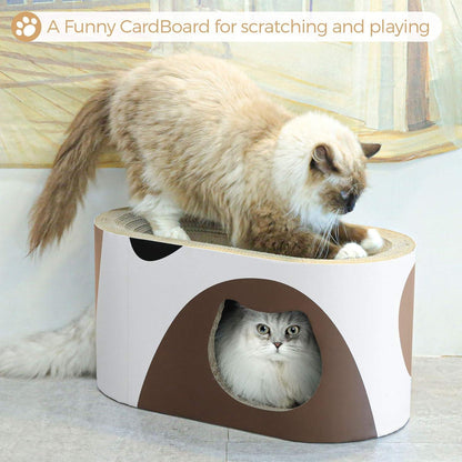 Ovale Kratzpappe Katzen Spielzeug 58x31x30 cm - ComSaf Katzenkratzmatte