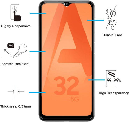 Panzer Schutz Glas Samsung Galaxy A32 5G 2er Pack 9H Härte