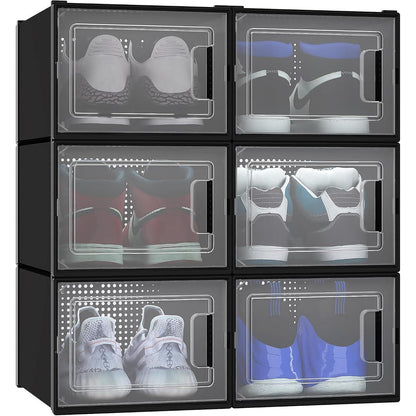 YITAHOME Schuhboxen 6er Set stapelbar stabil transparent