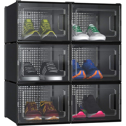 YITAHOME Schuhboxen 6er Set stapelbar stabil transparent