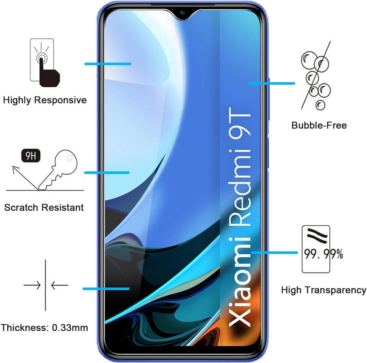 Panzer Schutzglas Xiaomi Redmi 9T Poco M3 2er Pack 9H Härte