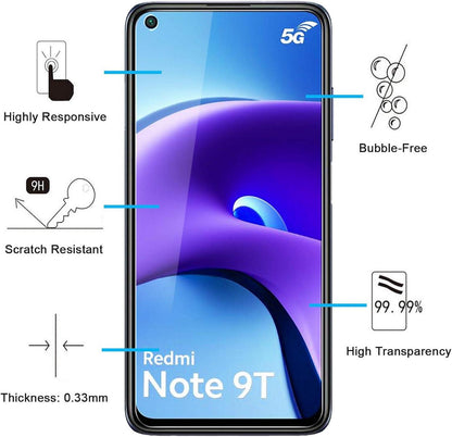 Panzer Schutz Glas Xiaomi Redmi Note 9T 5G 9H Härte 2 Stück