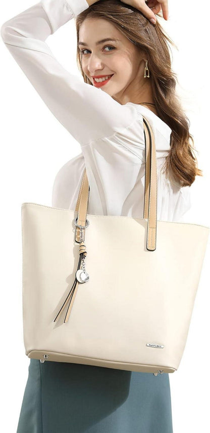 Handtasche Damen Groß Shopper PU-Leder Patchwork 13-Zoll