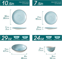 Tafelservice Steingut 24-teilig Vintage Blau Handbemaltes