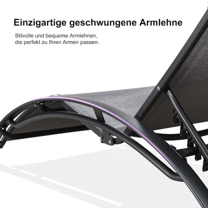2-er Set Sonnenliege Aluminium Gartenliege Beistelltisch Kopfkissen