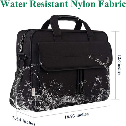 Taygeer Laptoptasche 17 Zoll Schwarz Wasserdicht Business