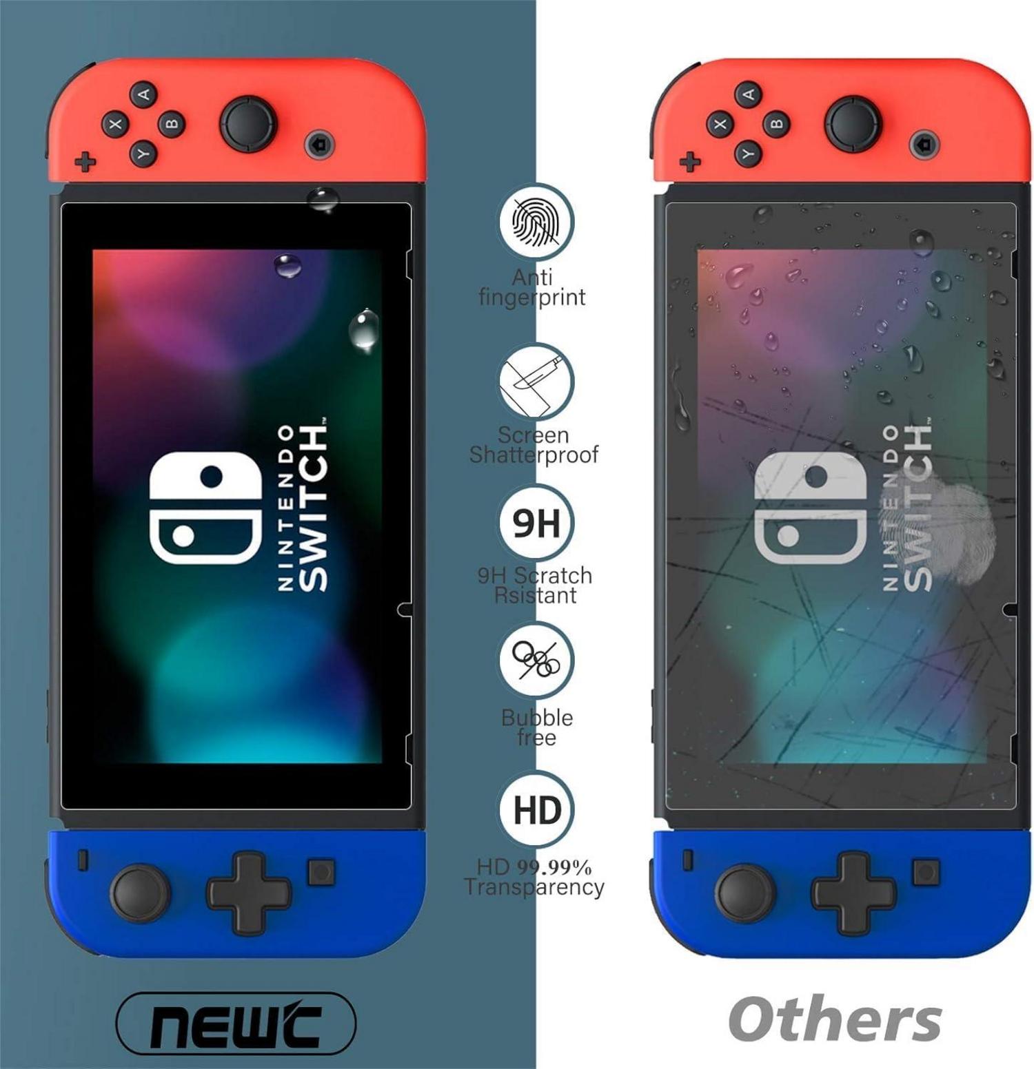 Panzer Schutz Glas Nintendo Switch 9H Härte Krafrei 3er Pack