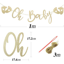 Glitzer Gold Baby Girlande für Baby Shower Deko, 3m Papier