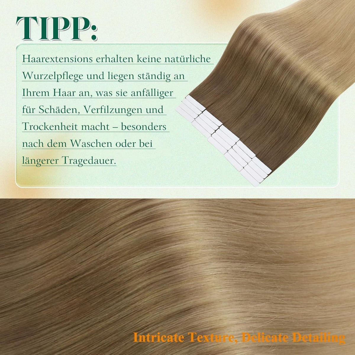 Echthaar Tape Extensions Braun Ombre 50cm – Remy Menschenhaar