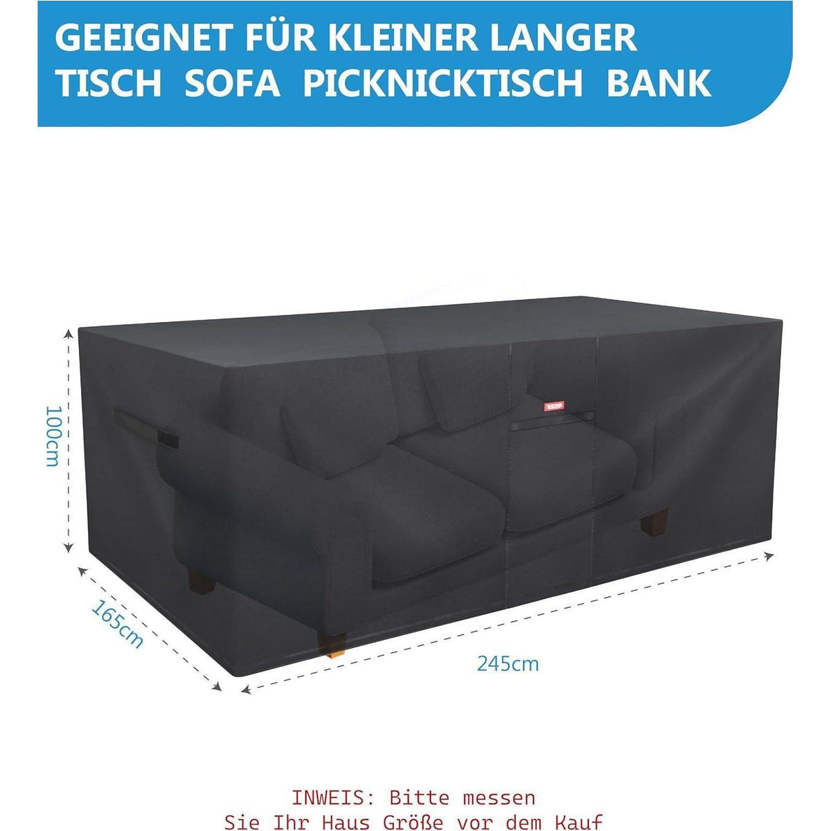 Gartenmöbel Abdeckplane 245x165x100cm – Wasserdicht & UV-Schutz