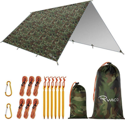 Tarp 3x4m Wasserdichte Zeltplane inkl. Erdnägel & Seile