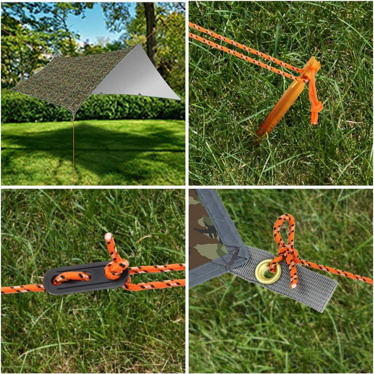 Tarp 3x4m Wasserdichte Zeltplane inkl. Erdnägel & Seile