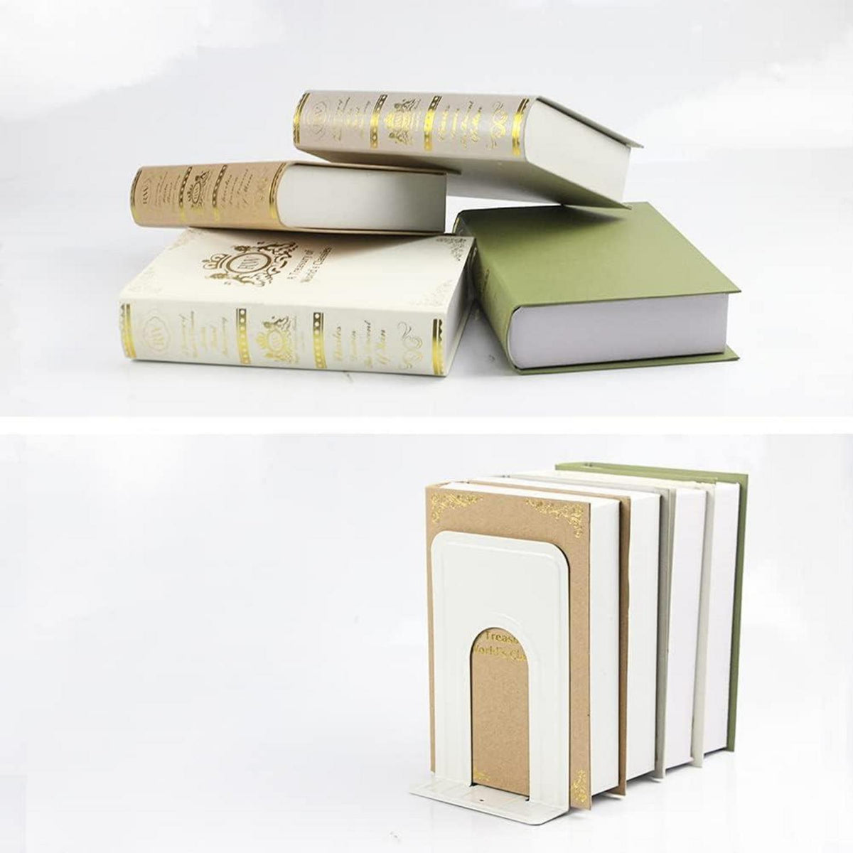 Metall Buchstütze 4 Paare Weiß 19x12x15 cm Kinder Bücherstützen