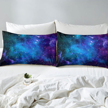 Galaxie Bettwäsche Set Sternenhimmel Blau Lila 220x240 cm