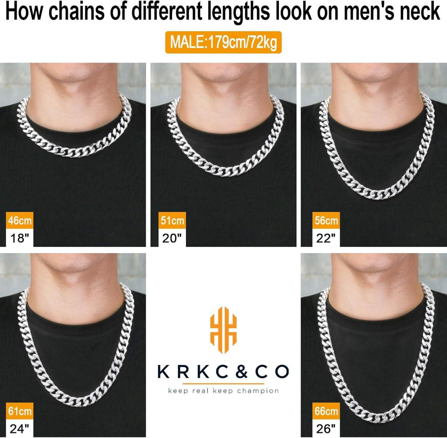 Herren Panzerkette 14mm Gold Cuban Link Chain 66cm Silber Hip Hop