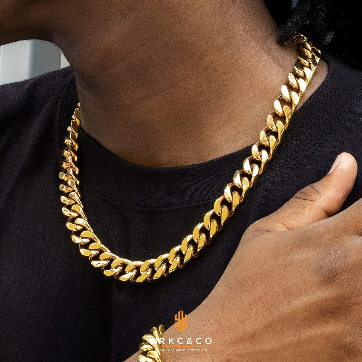 KRKC&CO Panzerkette Herren 18K Gold Kubanische Gliederkette