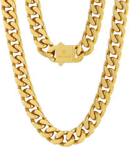 Panzerkette Herren 18K Gold Cuban Link Chain 12mm Goldene 50.8cm