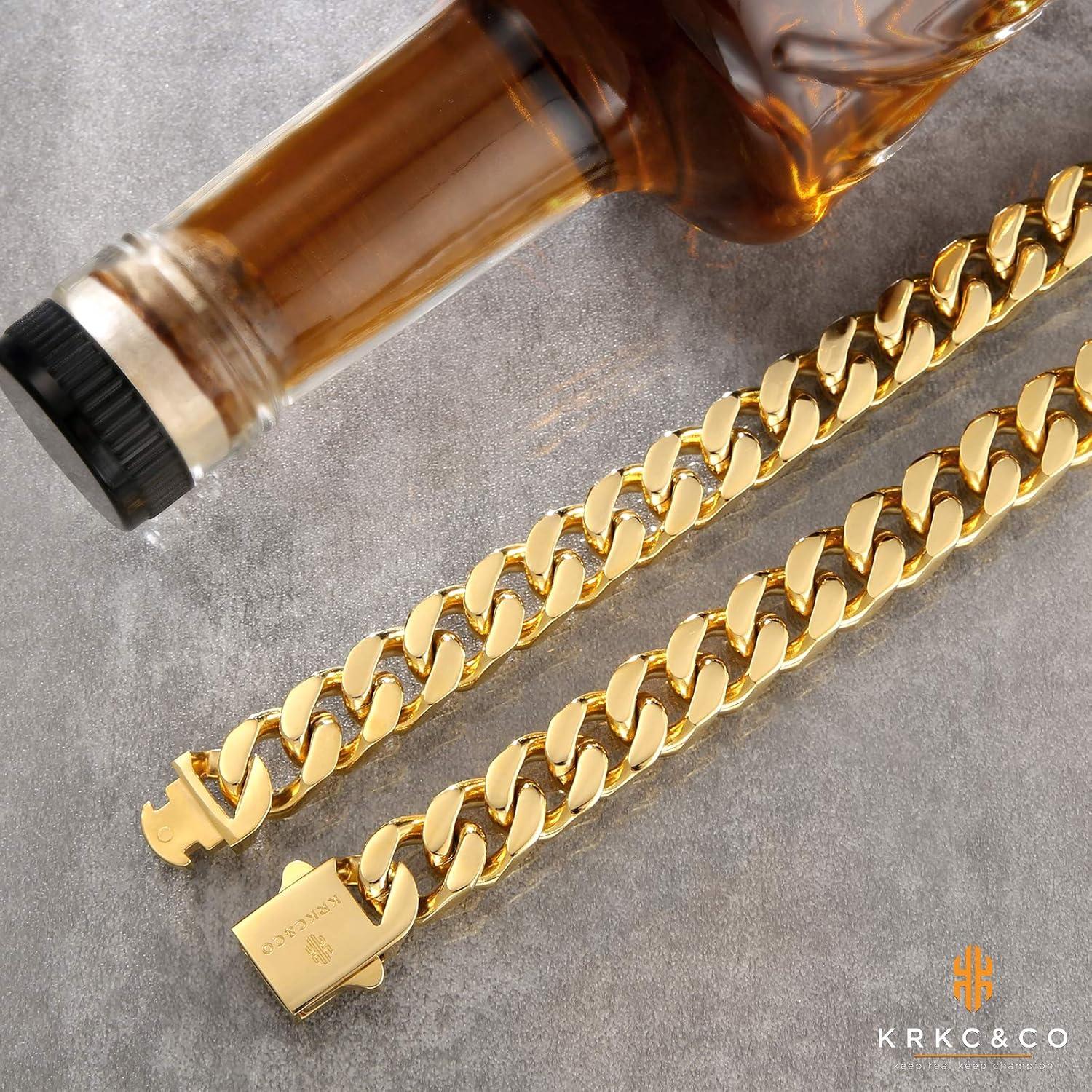 Panzerkette Herren 18K Gold Cuban Link Chain 12mm Goldene 50.8cm
