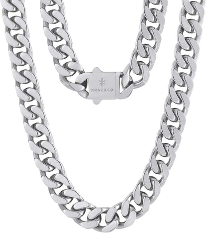 KRKC&CO Panzerkette Herren 18K Gold/Weißgold Cuban Link Chain