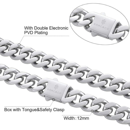 KRKC&CO Panzerkette 18K Gold/Weißgold Cuban Link Chain