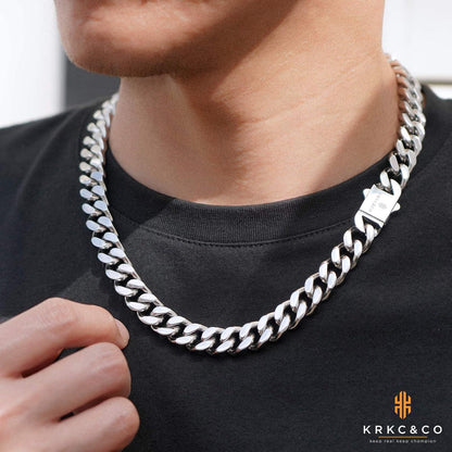 Herren Panzerkette 18K Gold Cuban Link Chain 12mm 66cm