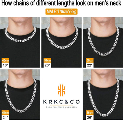 Herren Panzerkette 14mm Gold Cuban Link Chain 66cm Silber